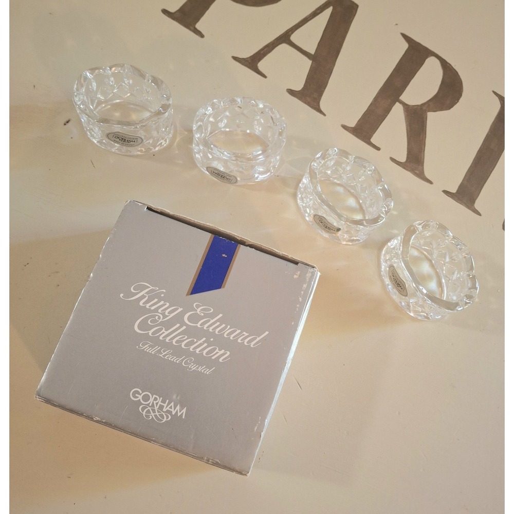 Vintage Gorham King Edward Collection Lead Crystal Napkin Rings set Of 4